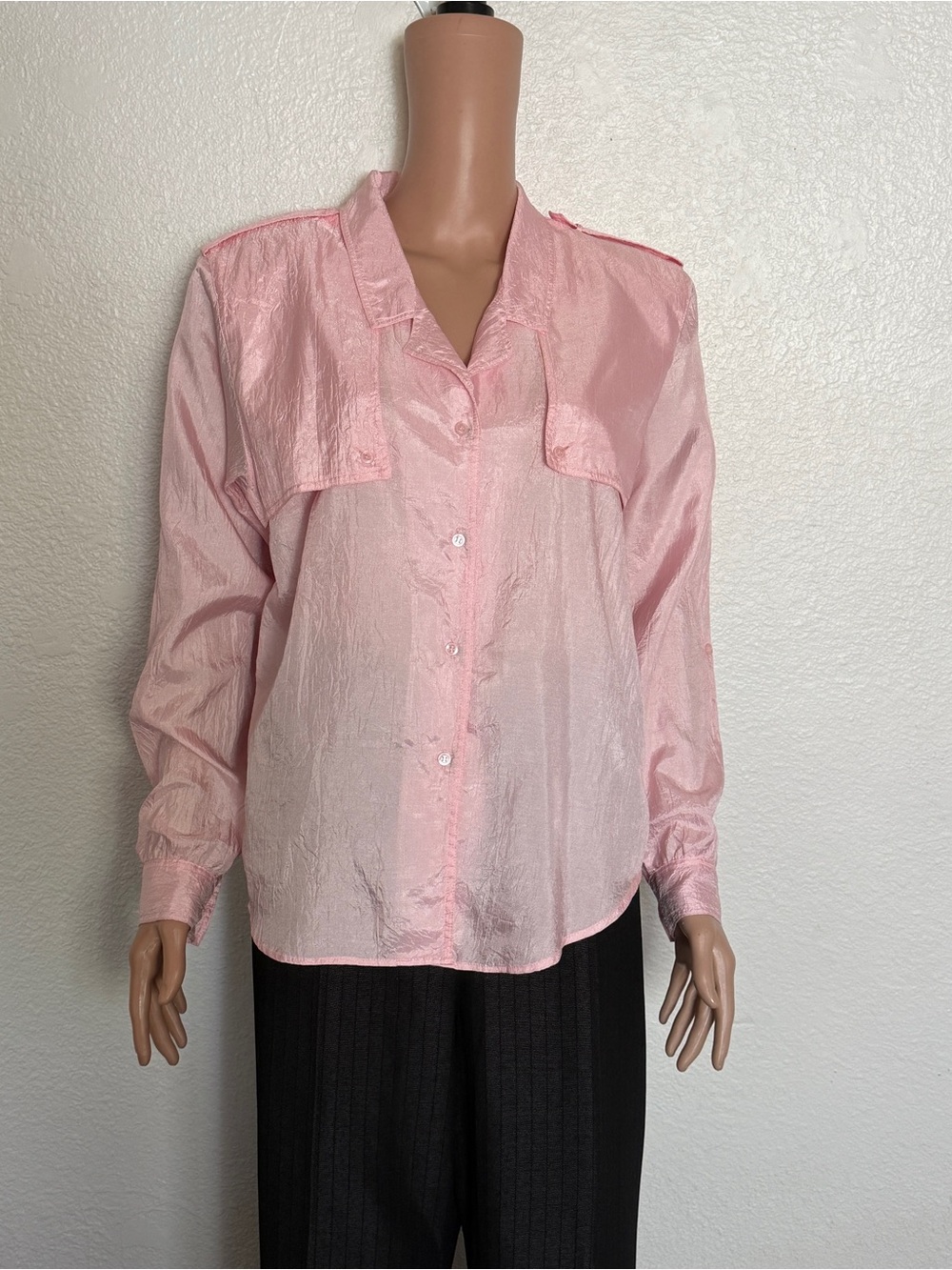 Vtg Diane von Furstenberg Pink Button Up Blouse sz 12